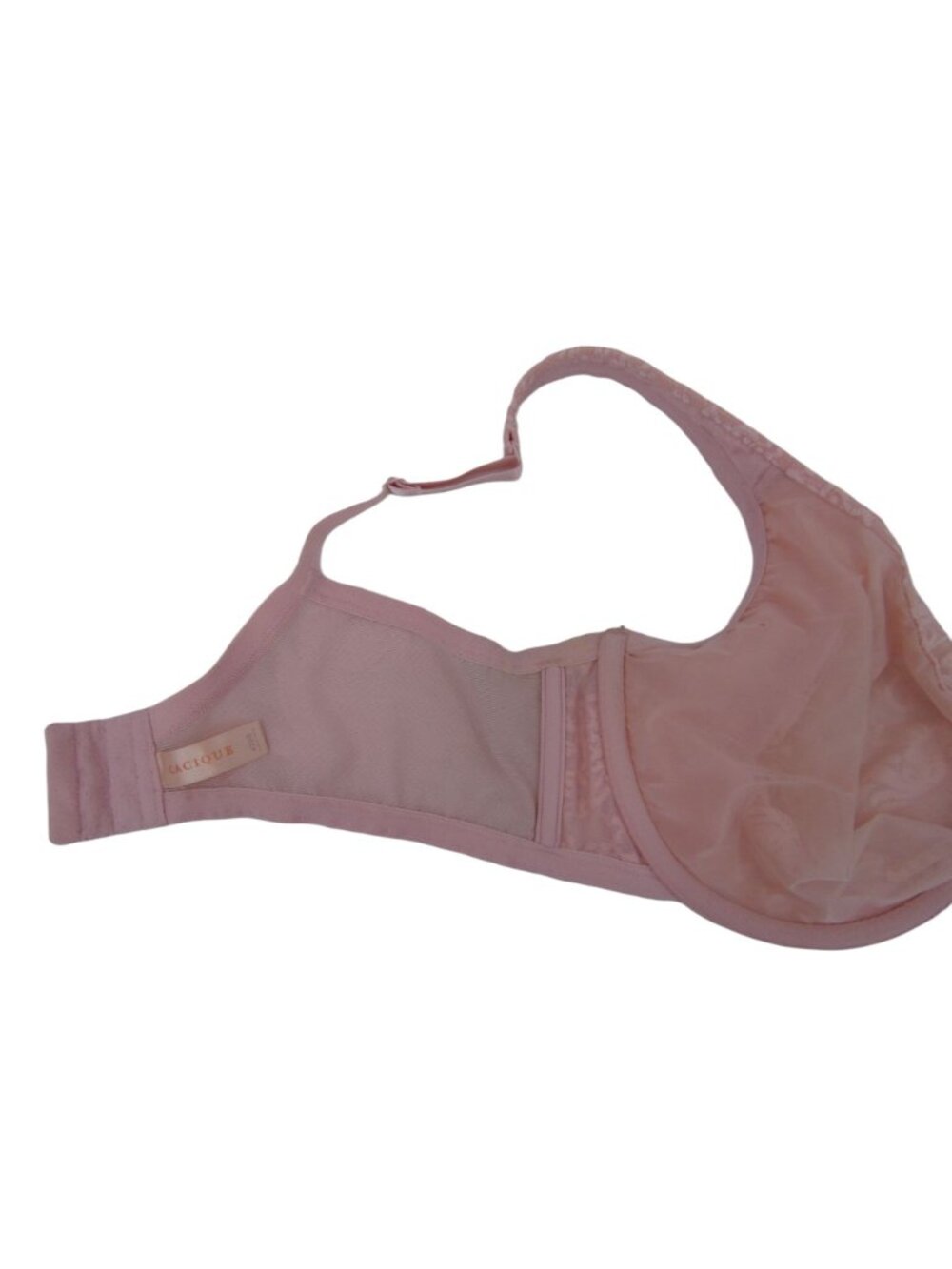 Cacique Light Pink Lace Sheer Bra 42DD 42 DD Unpadded Underwire Floral - Picture 10 of 11